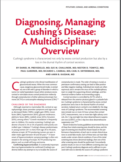 Diagnosing Managing Cushings Disease A Multidisciplinary Overview