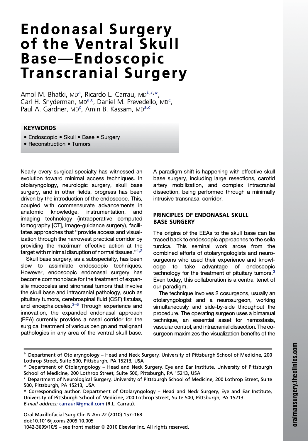 Endonasal Surgery of the Ventral Skull Base—Endoscopic Transcranial Surgery