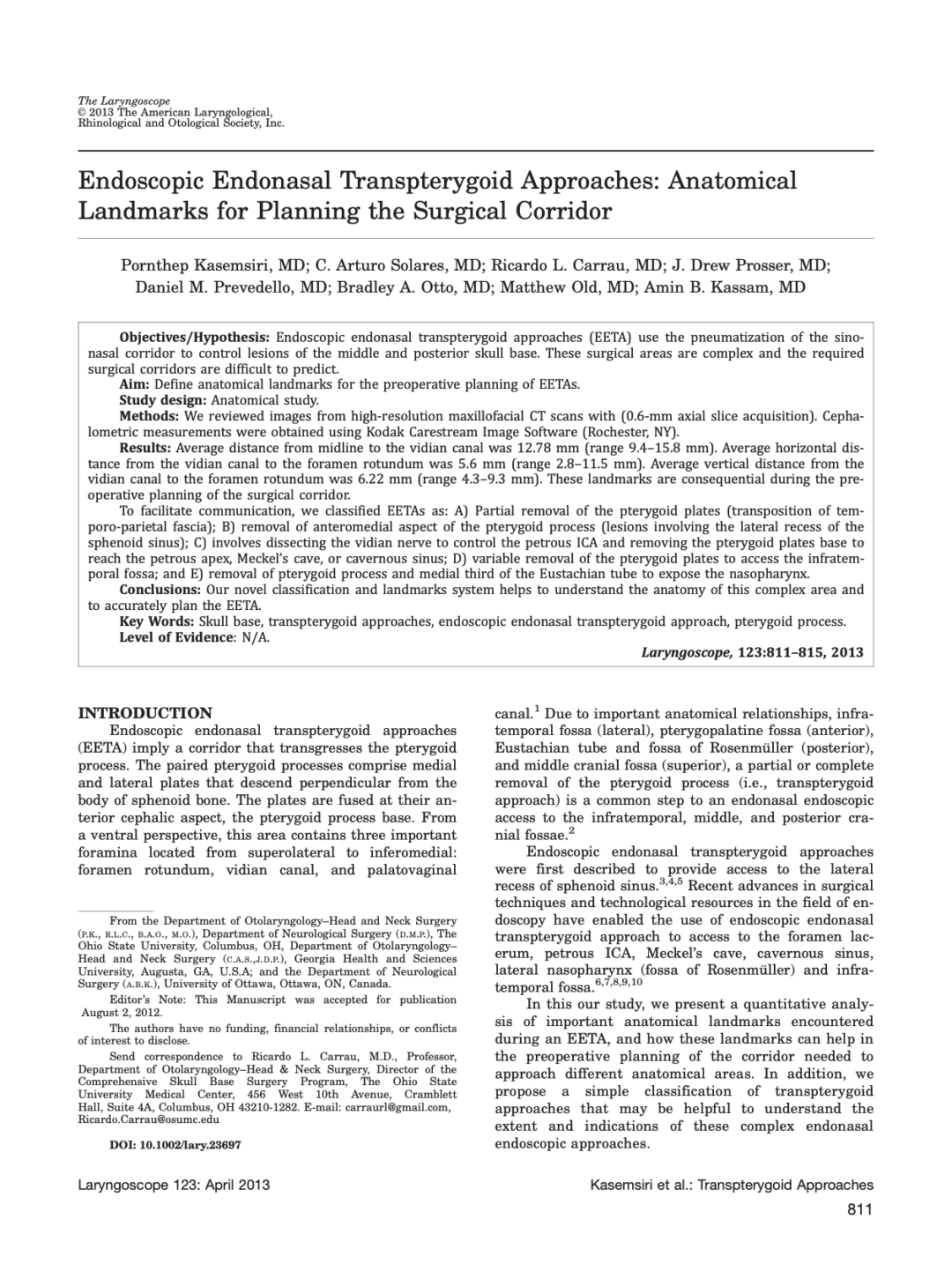 Endoscopic Endonasal Transpterygoid Approaches: Anatomical Landmarks for Planning the Surgical Corridor