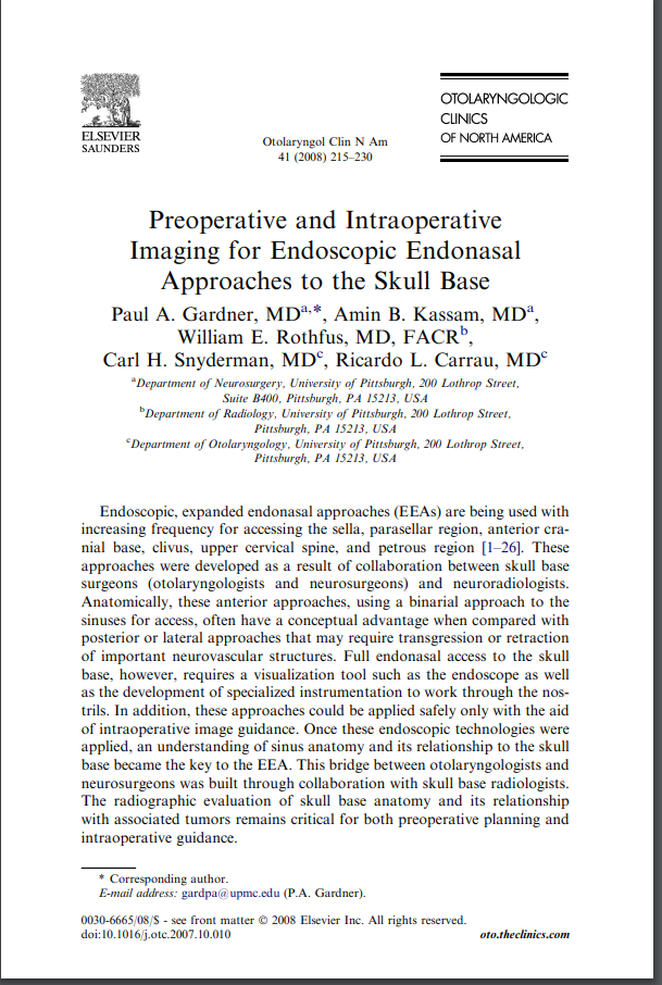 Preoperative and Intraoperative Imaging for Endoscopic Endonasal Approaches to the Skull Base